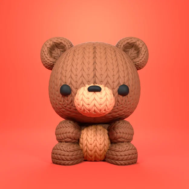 Mô hình gấu bông Knitted Bear: File in 3D len đan siêu đáng yêu - Image 1