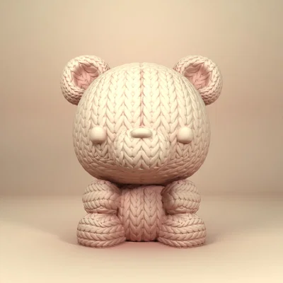 Mô hình gấu bông Knitted Bear: File in 3D len đan siêu đáng yêu