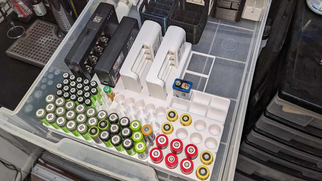 Gridfinity Maximized - Khay lưu trữ pin tối ưu diện tích - Image 1