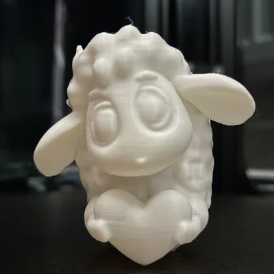 Mô hình chú cừu nhỏ đáng yêu ôm trái tim (3D Printing Model)