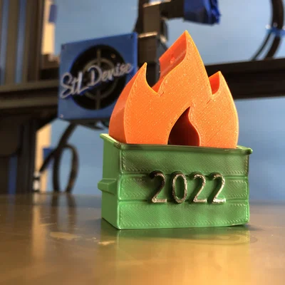 Mô hình trang trí bàn làm việc Dumpster Fire 2025 (in 3D)