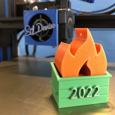 Mô hình trang trí bàn làm việc Dumpster Fire 2025 (in 3D)