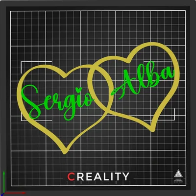 Mô hình hai trái tim lồng nhau in 3D với tên tùy chỉnh cực đẹp