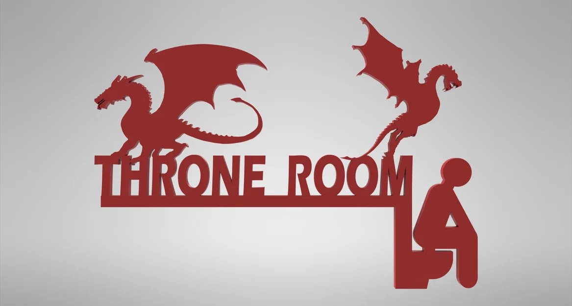Biển báo nhà vệ sinh Throne Room hình rồng độc đáo in 3D - Image 2