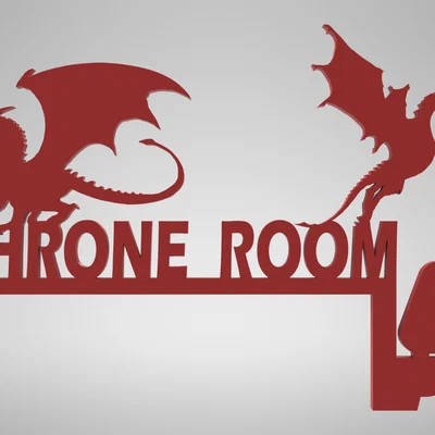 Biển báo nhà vệ sinh Throne Room hình rồng độc đáo in 3D