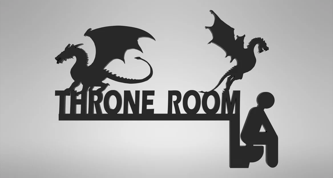 Biển báo nhà vệ sinh Throne Room hình rồng độc đáo in 3D - Image 5