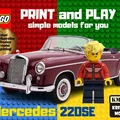 Mô hình xe cổ Mercedes 220SE Cabriolet 1960 phong cách LEGO 3D - Thumbnail 1