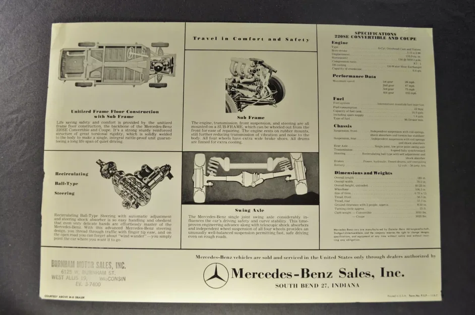 Mô hình xe cổ Mercedes 220SE Cabriolet 1960 phong cách LEGO 3D - Image 4