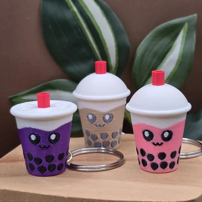 Móc khóa trà sữa Boba / Bubble Tea - Phiên bản Mini