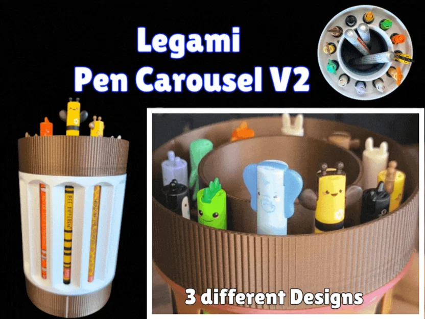 Legami Pen Carousel V2 - Khay Đựng Bút Xoay Thông Minh - Image 1