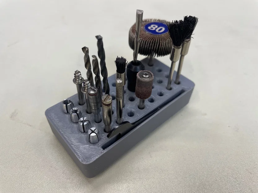 Khay Gridfinity 1x2 đựng cờ lê, đầu kẹp và phụ kiện Dremel 3.15mm (1/8") - Image 1