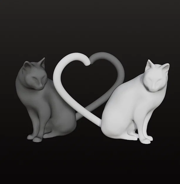 Mô hình đôi mèo Heart-Tail Cats trang trí 3D cực dễ thương - Image 1
