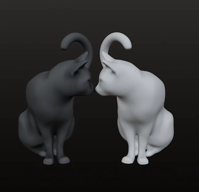 Mô hình đôi mèo Heart-Tail Cats trang trí 3D cực dễ thương - Image 2