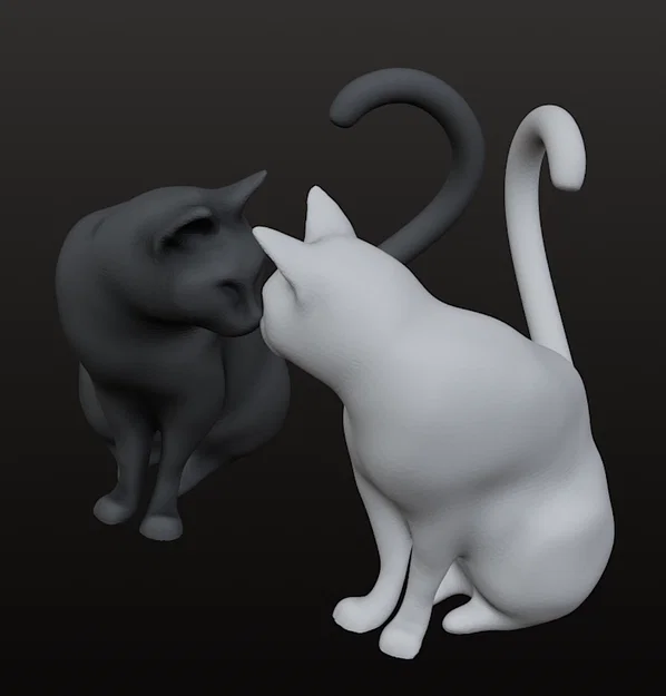 Mô hình đôi mèo Heart-Tail Cats trang trí 3D cực dễ thương - Image 3