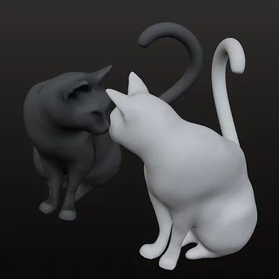 Mô hình đôi mèo Heart-Tail Cats trang trí 3D cực dễ thương