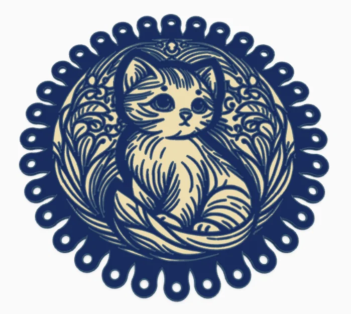 Đế lót giỏ đan móc họa tiết chú mèo 20cm (32 lỗ) - Phụ kiện handmade - Image 2