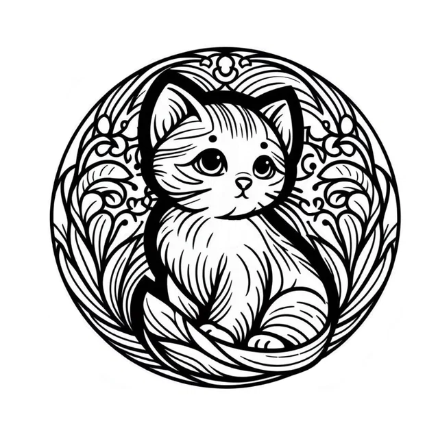 Đế lót giỏ đan móc họa tiết chú mèo 20cm (32 lỗ) - Phụ kiện handmade - Image 3