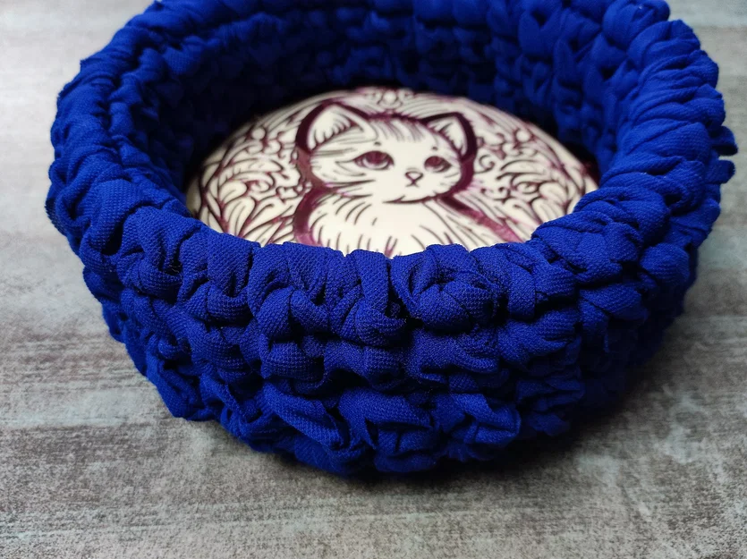 Đế lót giỏ đan móc họa tiết chú mèo 20cm (32 lỗ) - Phụ kiện handmade - Image 5