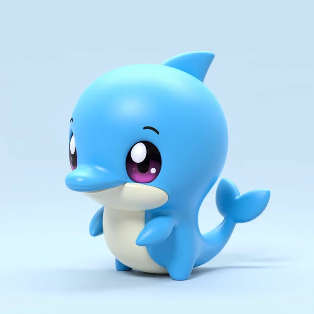 Mô hình cá heo Chibi đáng yêu - File in 3D dành cho in đa sắc - Image 1