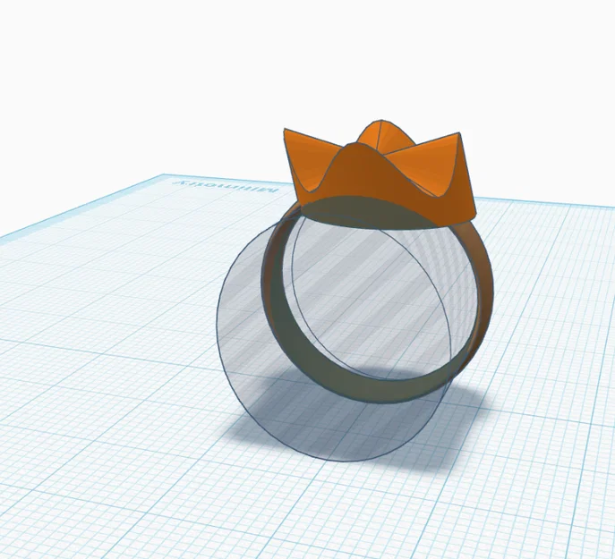 Mẫu nhẫn 3D hình vương miện phong cách tối giản - Image 1