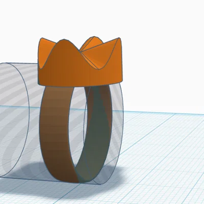 Mẫu nhẫn 3D hình vương miện phong cách tối giản