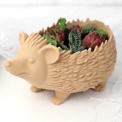Mẫu in 3D chậu cây mini hình nhím và mặt cười trang trí bàn làm việc