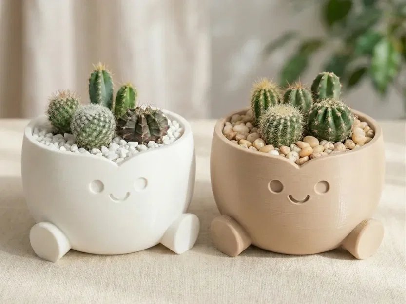 Mẫu in 3D chậu cây mini hình nhím và mặt cười trang trí bàn làm việc - Image 3