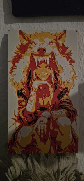 Mẫu in 3D Wolfgirl phong cách HueForge độc đáo cho người yêu nghệ thuật - Image 1