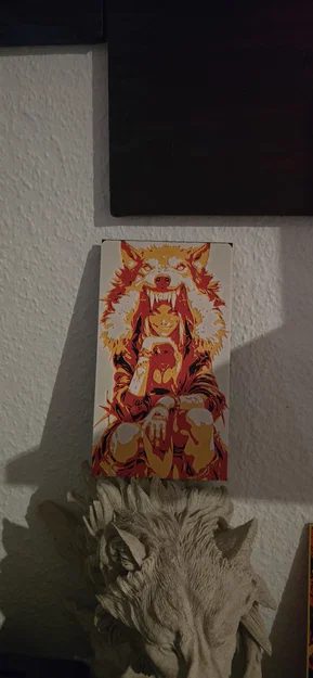 Mẫu in 3D Wolfgirl phong cách HueForge độc đáo cho người yêu nghệ thuật - Image 2