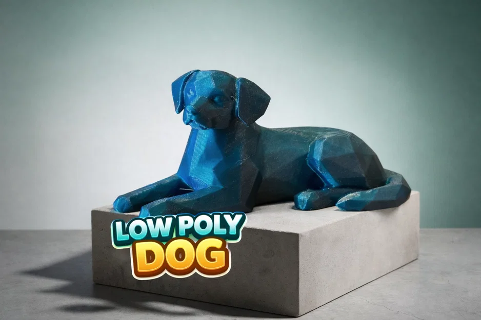 Tượng Chú Chó Nằm Kiểu Low Poly - Image 1