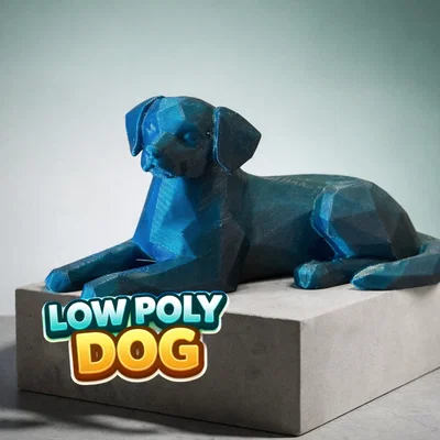 Tượng Chú Chó Nằm Kiểu Low Poly