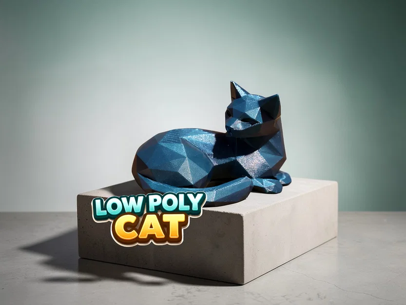Tượng mèo nằm Low Poly - Image 1