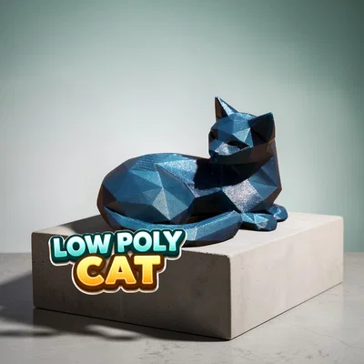 Tượng mèo nằm Low Poly
