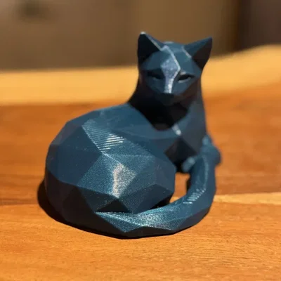 Tượng mèo nằm Low Poly