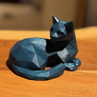 Tượng mèo nằm Low Poly