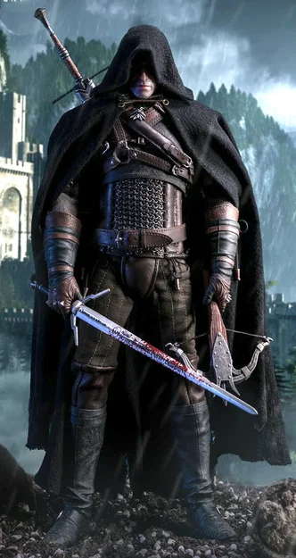 Mô hình 3D Geralt trong The Witcher: Chi tiết và sống động - Image 1