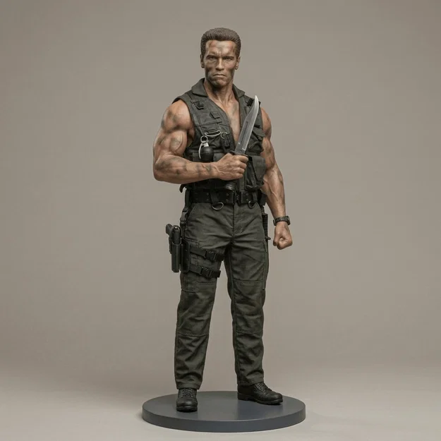 Mô hình 3D John Matrix Commando (1985) - Tượng nhân vật hành động - Image 1