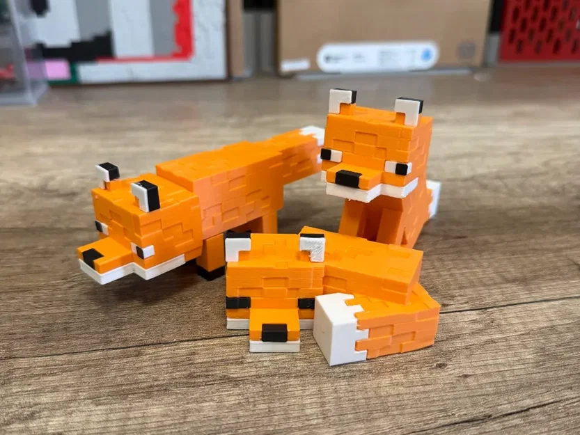 Mô hình chú cáo 3D phong cách Minecraft xinh xắn - Image 1