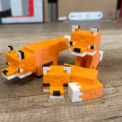 Mô hình chú cáo 3D phong cách Minecraft xinh xắn