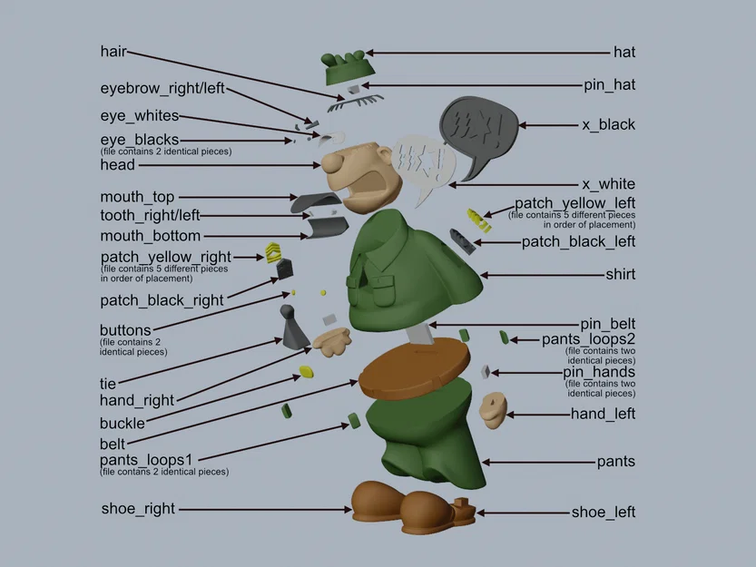 Mô hình 3D Sergeant Snorkel (Beetle Bailey) - Image 3