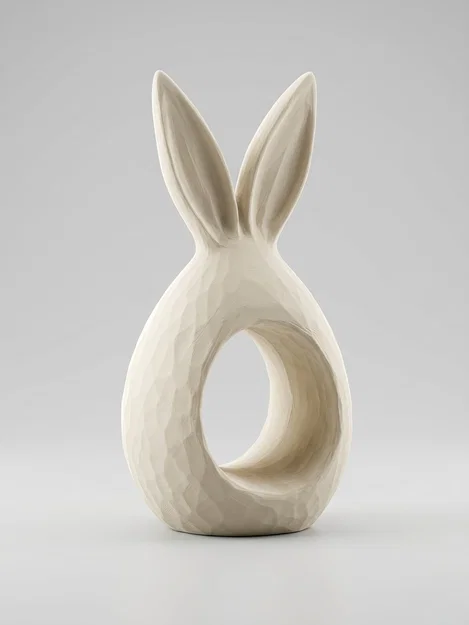 Tượng Chú Thỏ Phục Sinh Tối Giản – Mô Hình Điêu Khắc Hiện Đại In 3D - Image 1