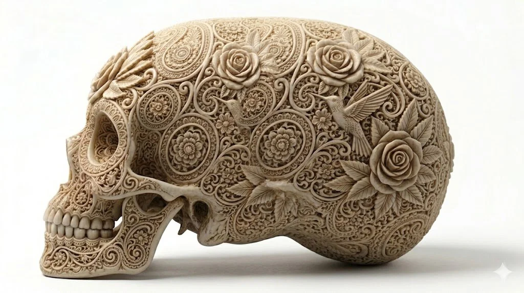 Đầu lâu pha lê Starchild - Phong cách Dia de los Muertos - Image 1