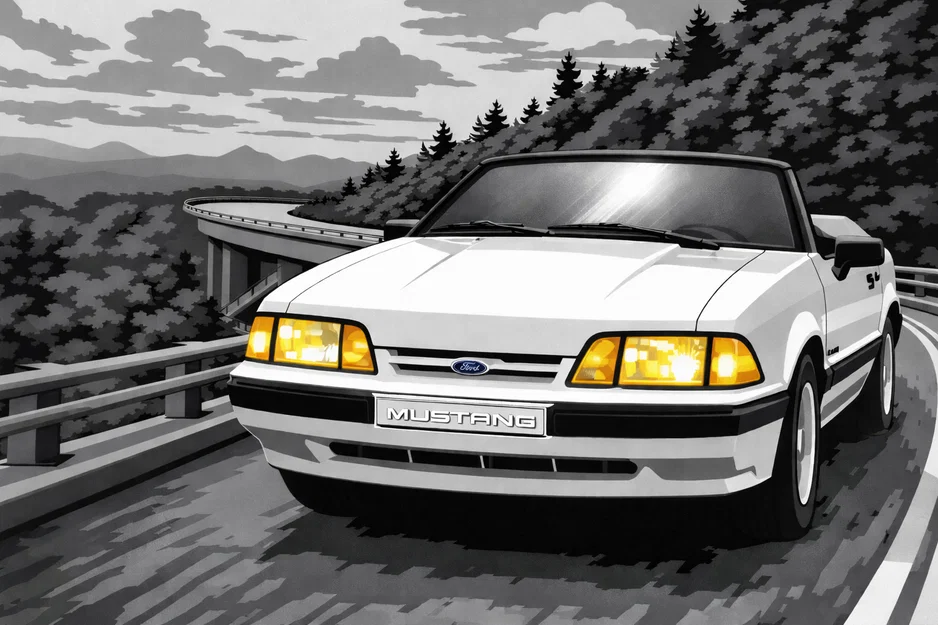 Hueforge - Foxbody Mustang Convertible trên cầu vượt Linn Cove (Blue Ridge Parkway) - Image 1