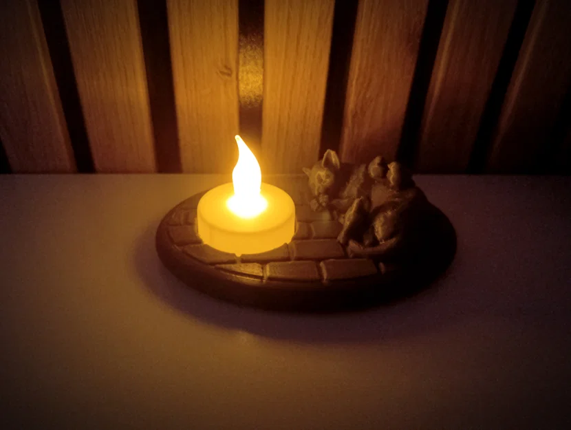 Giá đỡ nến LED hình Mèo ngủ và Chim – Mô hình trang trí mini ấm cúng - Image 1