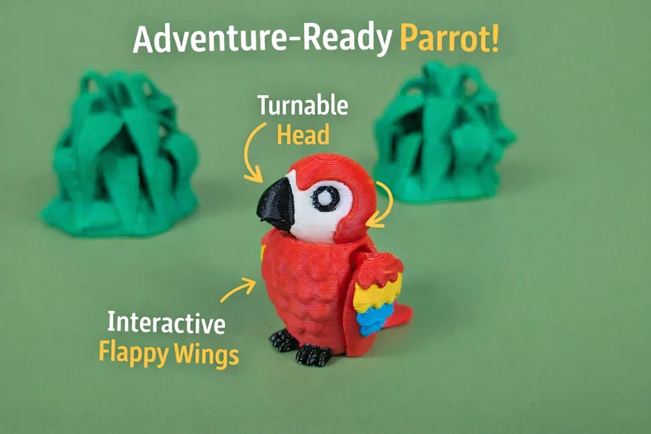 Vẹt Scarlet Macaw - Mô hình móc khóa khớp nối | In-Place linh hoạt | Không cần support - Image 1