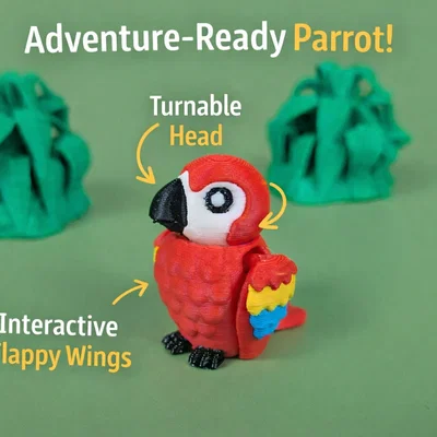 Vẹt Scarlet Macaw - Mô hình móc khóa khớp nối | In-Place linh hoạt | Không cần support