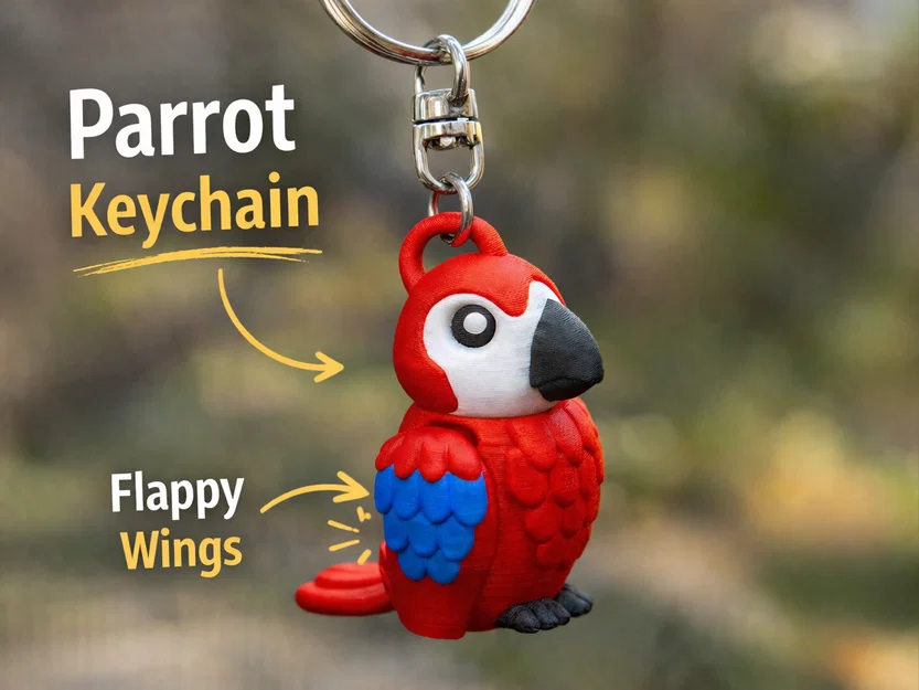 Vẹt Scarlet Macaw - Mô hình móc khóa khớp nối | In-Place linh hoạt | Không cần support - Image 2