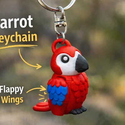Vẹt Scarlet Macaw - Mô hình móc khóa khớp nối | In-Place linh hoạt | Không cần support