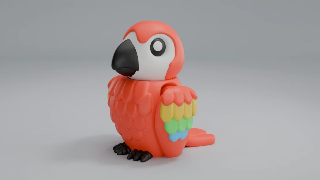 Vẹt Scarlet Macaw - Mô hình móc khóa khớp nối | In-Place linh hoạt | Không cần support - Image 5