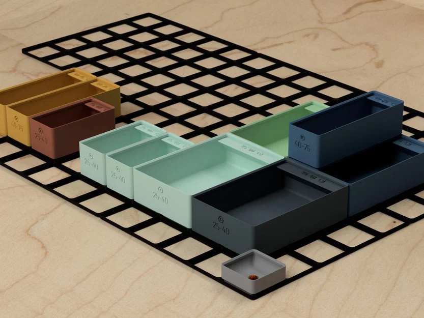 Bộ đế Gridfinity từ 1x1 đến 1x10 – Hệ thống Module chuẩn 42mm - Image 1